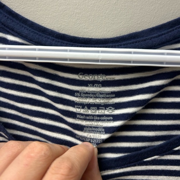 George Blue and White Striped T Shirt - Picture 3 of 3